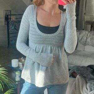 RARE Round Neck Hollister Viral Babydoll Sweater Longsleeve Rabbit Hair